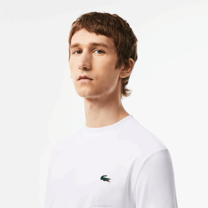 blanc 001 V6HV119 Hommes Lacoste t-shirt sport coupe slim en jersey stretch