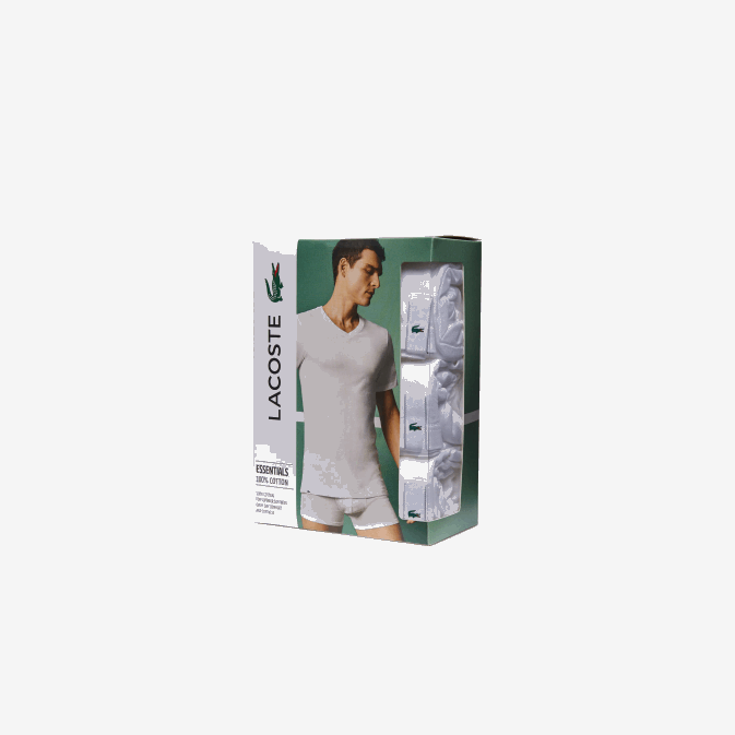 blanc 001 V6HV1345 Hommes Lacoste Lot de 3 t-shirts unis