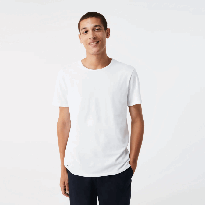 blanc 001 V6HV1350 Hommes Lacoste lot de 3 t-shirts en coton à col rond