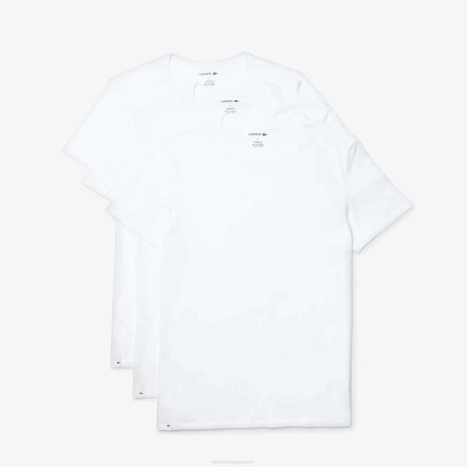 blanc 001 V6HV1350 Hommes Lacoste lot de 3 t-shirts en coton à col rond