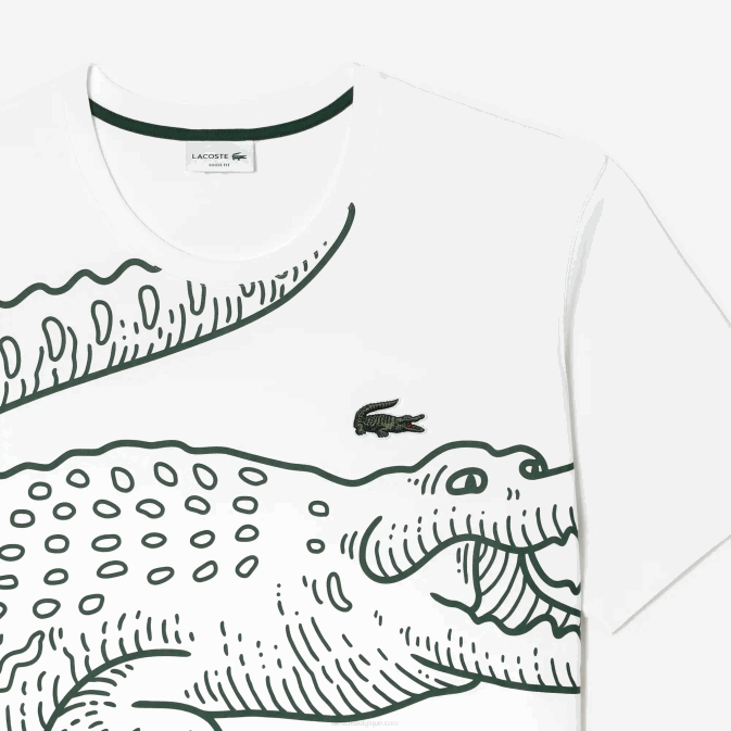 blanc 001 V6HV136 Hommes Lacoste t-shirt ample en coton - grande taille - long