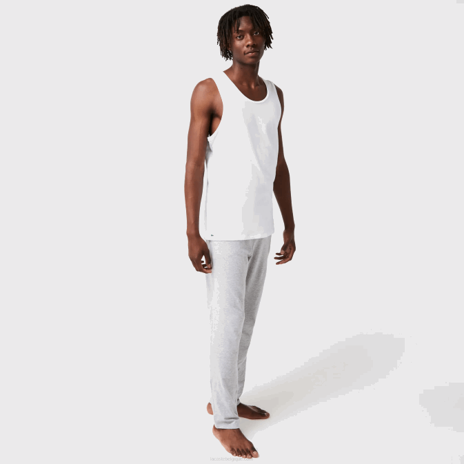 blanc 001 V6HV1360 Hommes Lacoste lot de 3 débardeurs en coton