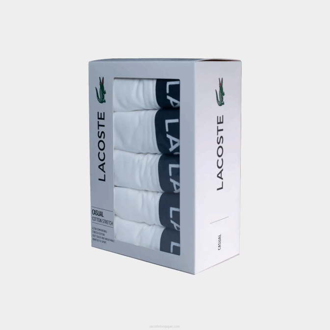 blanc 001 V6HV1413 Hommes Lacoste Lot de 5 boxers en coton stretch