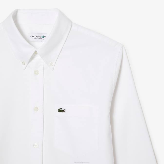 blanc 001 V6HV1467 Hommes Lacoste chemise coupe classique en coton oxford