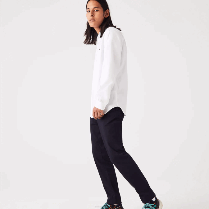 blanc 001 V6HV1494 Hommes Lacoste chemise coupe classique en coton premium