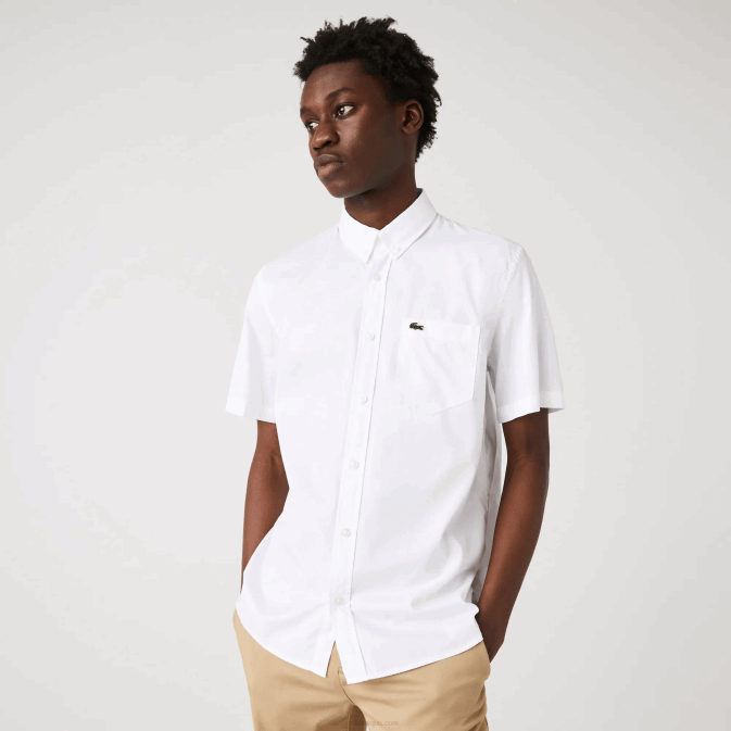 blanc 001 V6HV1526 Hommes Lacoste chemise coupe classique en coton oxford