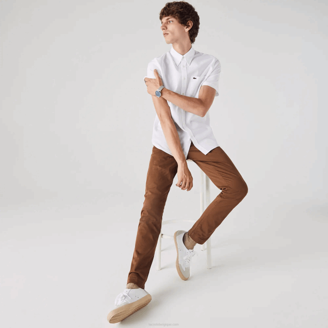 blanc 001 V6HV1526 Hommes Lacoste chemise coupe classique en coton oxford