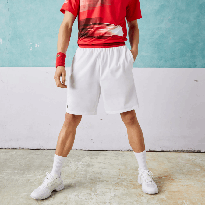 blanc 001 V6HV1533 Hommes Lacoste short stretch léger sport x novak djokovic