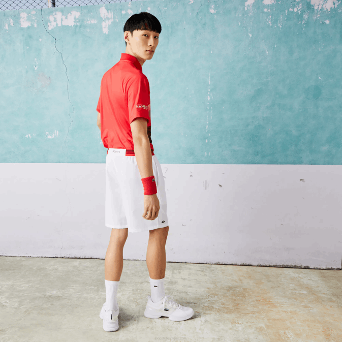blanc 001 V6HV1533 Hommes Lacoste short stretch léger sport x novak djokovic