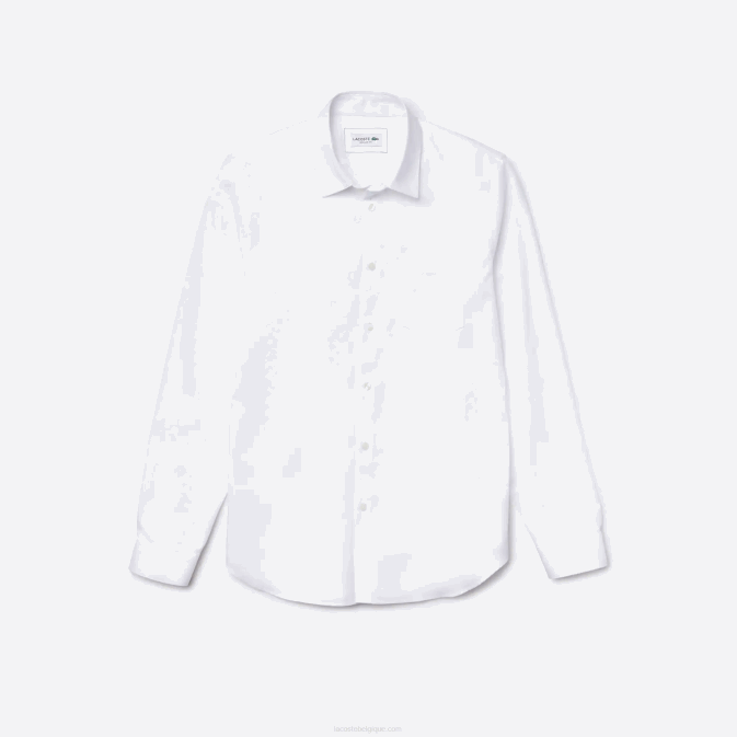 blanc 001 V6HV1614 Hommes Lacoste chemise coupe classique en popeline de coton