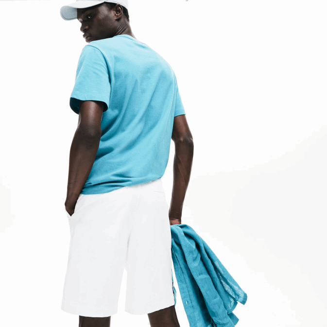 blanc 001 V6HV1618 Hommes Lacoste bermuda regular fit en gabardine de coton