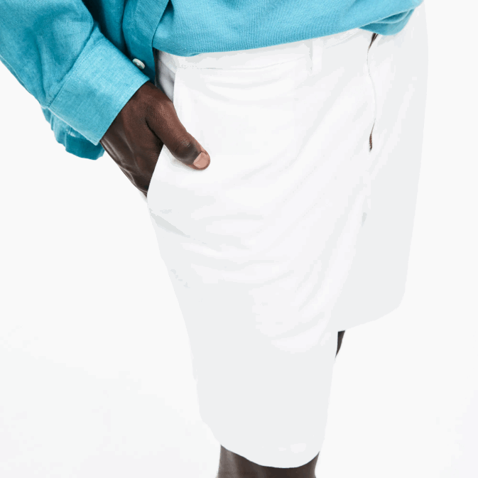 blanc 001 V6HV1618 Hommes Lacoste bermuda regular fit en gabardine de coton
