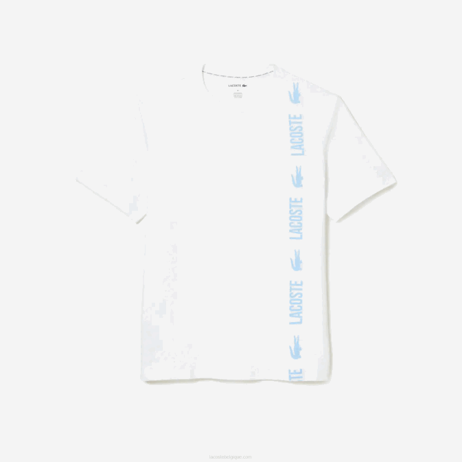 blanc 001 V6HV1627 Hommes Lacoste t-shirt coupe décontractée en crocodile à logo