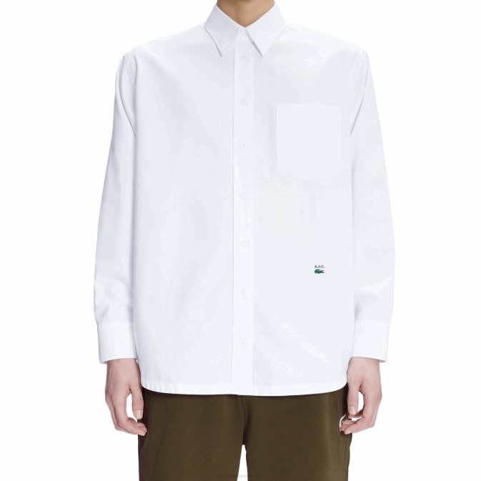 blanc 001 V6HV1631 Hommes Lacoste apc chemise en coton à coupe décontractée