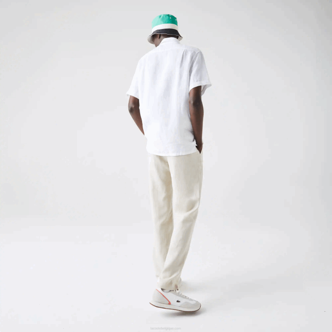 blanc 001 V6HV1646 Hommes Lacoste chemise en lin coupe classique