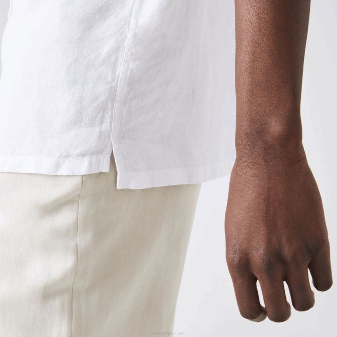 blanc 001 V6HV1646 Hommes Lacoste chemise en lin coupe classique