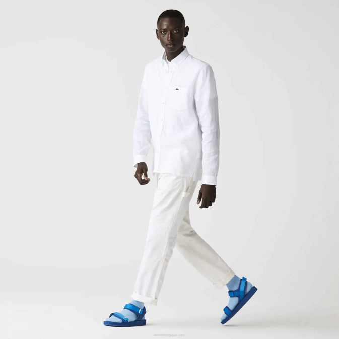 blanc 001 V6HV1651 Hommes Lacoste chemise en lin coupe classique