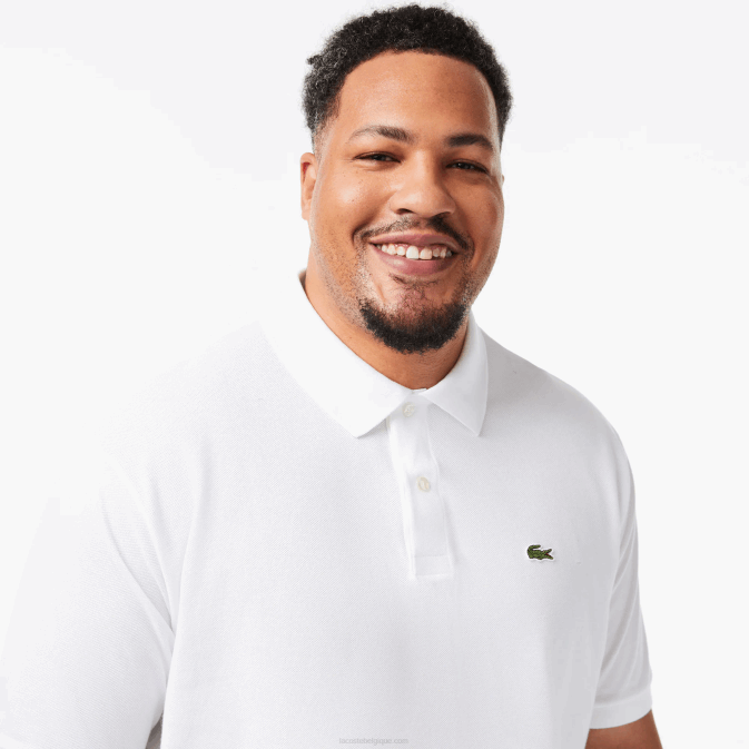 blanc 001 V6HV187 Hommes Lacoste polo en coton petit piqué - grande taille - long
