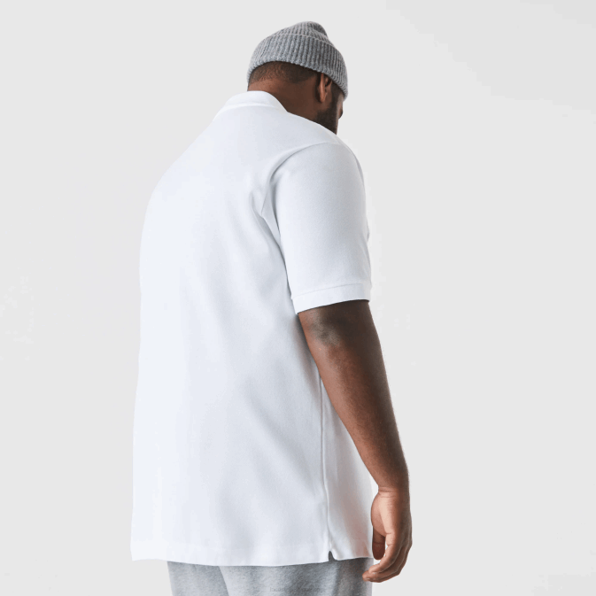 blanc 001 V6HV187 Hommes Lacoste polo en coton petit piqué - grande taille - long