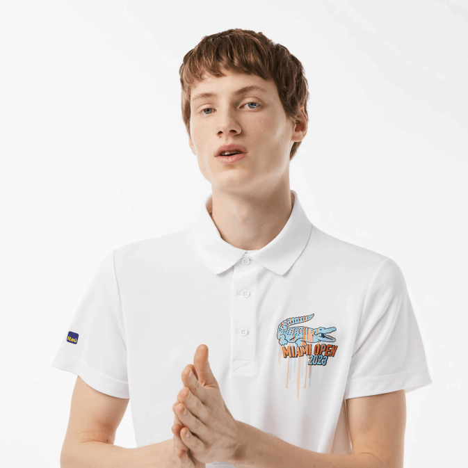 blanc 001 V6HV205 Hommes Lacoste polo en piqué sport miami open edition