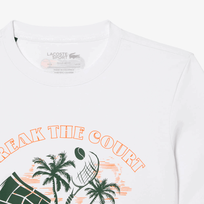 blanc 001 V6HV213 Hommes Lacoste t-shirt sport miami open edition