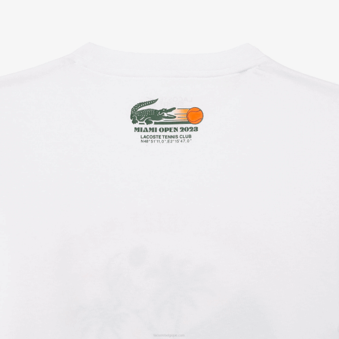 blanc 001 V6HV213 Hommes Lacoste t-shirt sport miami open edition