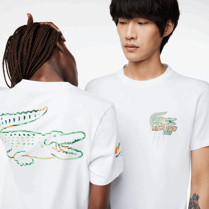 blanc 001 V6HV215 Hommes Lacoste t-shirt sport miami open edition