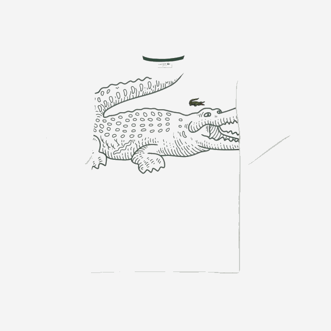 blanc 001 V6HV254 Hommes Lacoste t-shirt ample à col rond et imprimé crocodile
