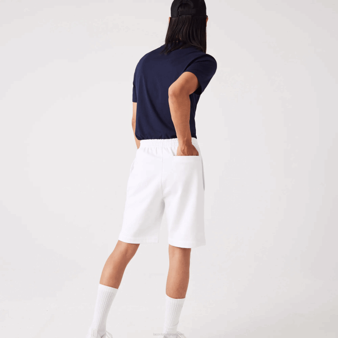 blanc 001 V6HV415 Hommes Lacoste short en molleton de coton bio brossé