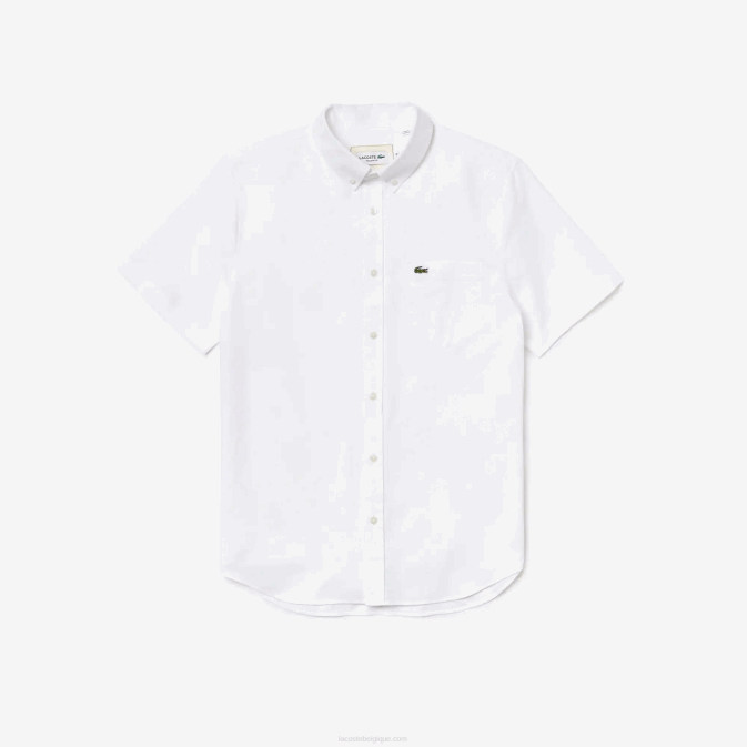 blanc 001 V6HV450 Hommes Lacoste chemise coupe classique en coton