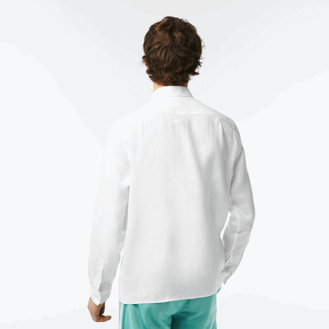 blanc 001 V6HV469 Hommes Lacoste chemise en lin