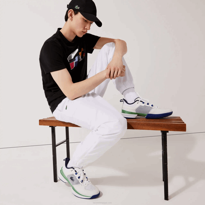 blanc 001 V6HV549 Hommes Lacoste pantalon de survêtement sport en tissu léger