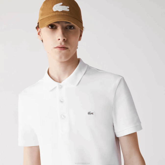 blanc 001 V6HV564 Hommes Lacoste polo stretch petit piqué coupe slim