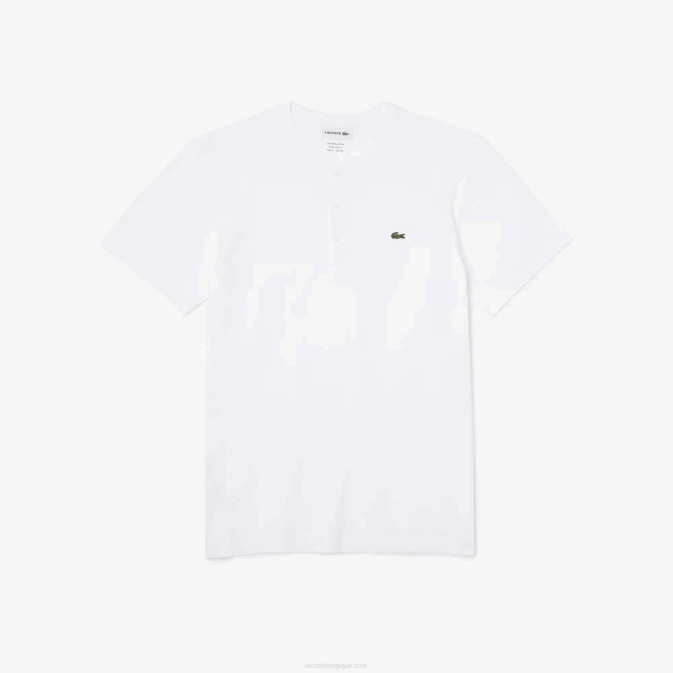 blanc 001 V6HV589 Hommes Lacoste t-shirt en jersey de coton pima à col tunisien