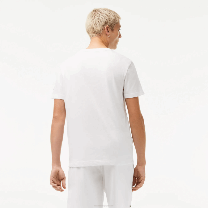 blanc 001 V6HV603 Hommes Lacoste t-shirt imprimé sport x novak djokovic