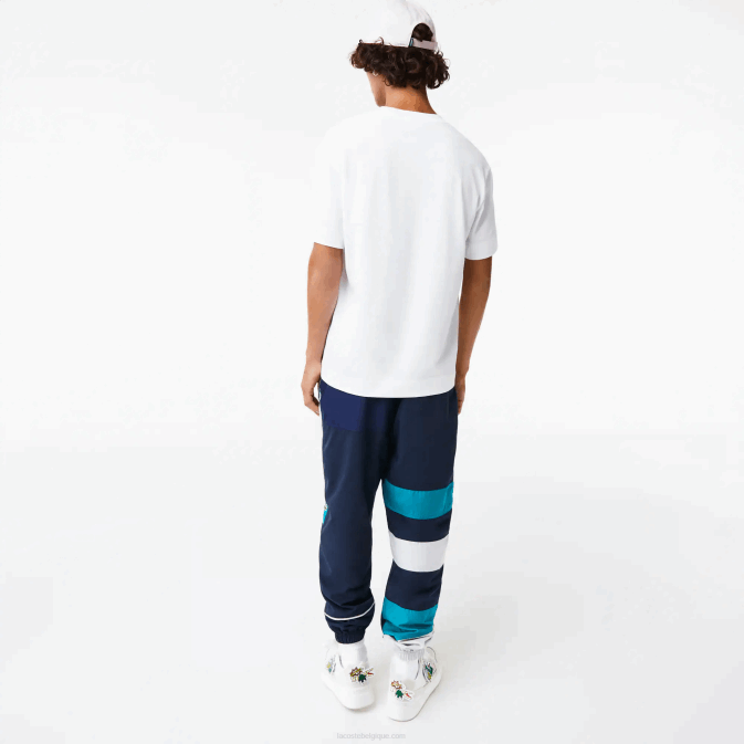 blanc 001 V6HV608 Hommes Lacoste t-shirt oversize en crocodile coupe décontractée