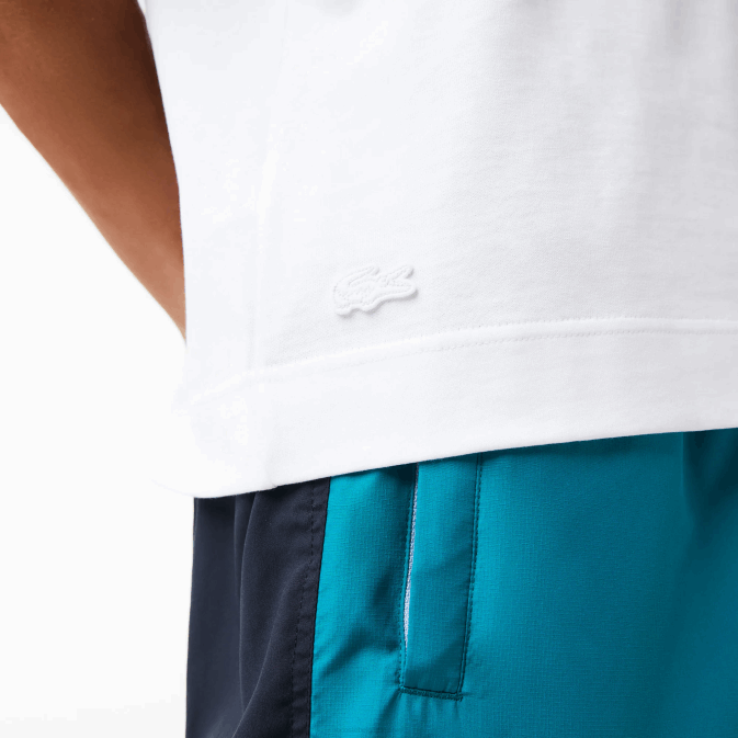 blanc 001 V6HV608 Hommes Lacoste t-shirt oversize en crocodile coupe décontractée