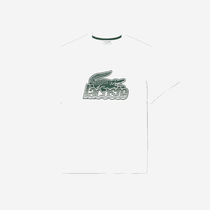 blanc 001 V6HV63 Hommes Lacoste t-shirt imprimé en jersey de coton