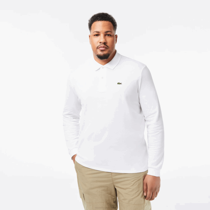 blanc 001 V6HV644 Hommes Lacoste polo à manches longues original l1212