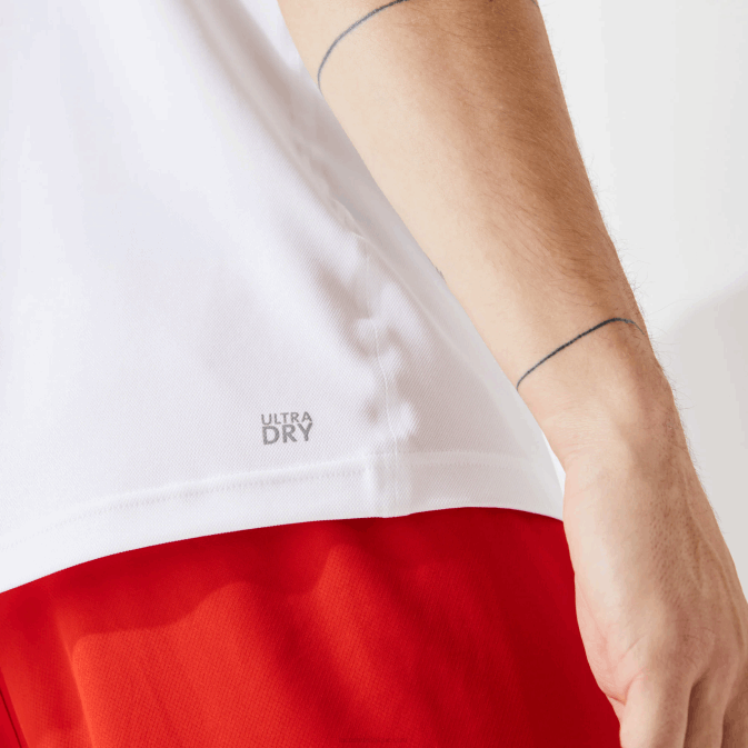 blanc 001 V6HV671 Hommes Lacoste t-shirt sport respirant en piqué