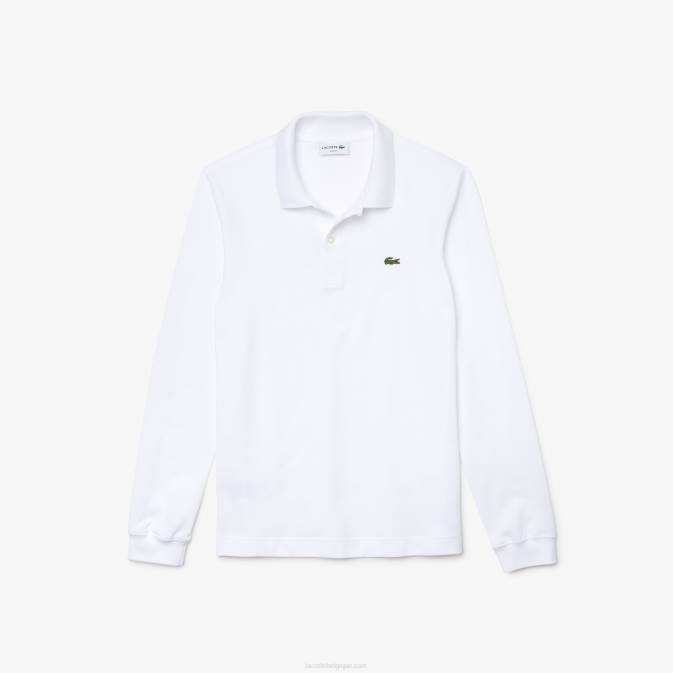 blanc 001 V6HV686 Hommes Lacoste polo slim fit en petit piqué