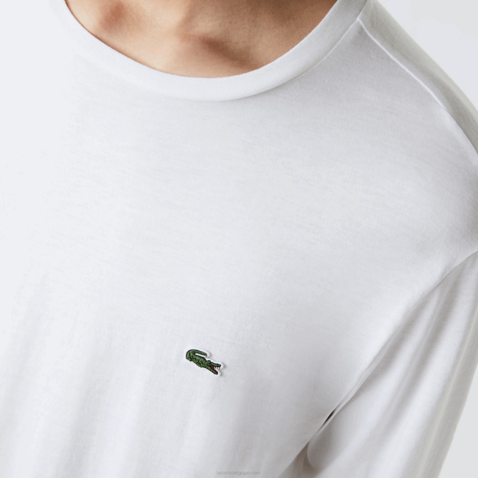 blanc 001 V6HV689 Hommes Lacoste t-shirt en jersey de coton pima à col rond