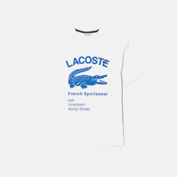 blanc 001 V6HV698 Hommes Lacoste t-shirt ample en crocodile
