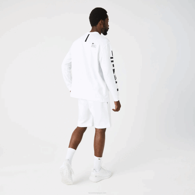 blanc 001 V6HV796 Hommes Lacoste t-shirt ample à imprimé