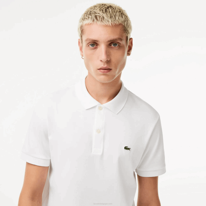 blanc 001 V6HV802 Hommes Lacoste polo coupe classique en coton pima