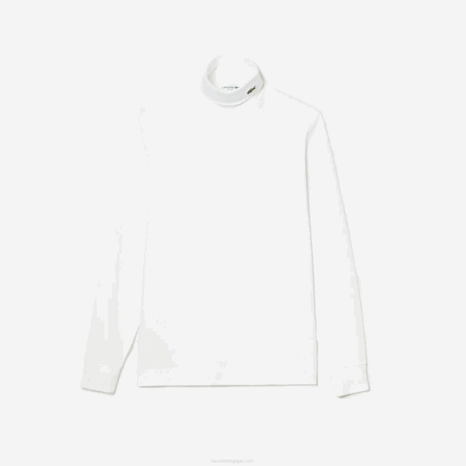 blanc 001 V6HV803 Hommes Lacoste t-shirt à col roulé en coton bio