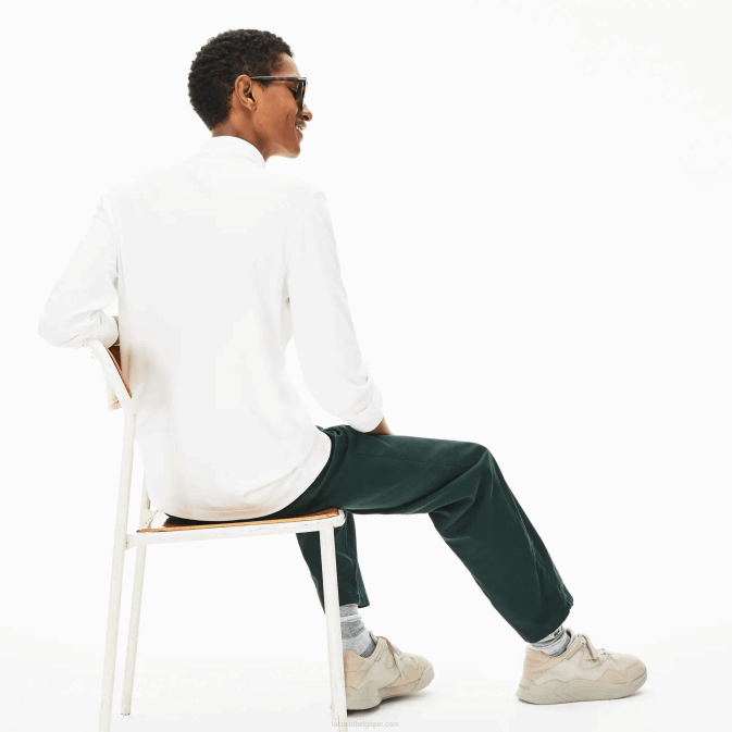 blanc 001 V6HV859 Hommes Lacoste polo à manches longues en coton pima coupe classique