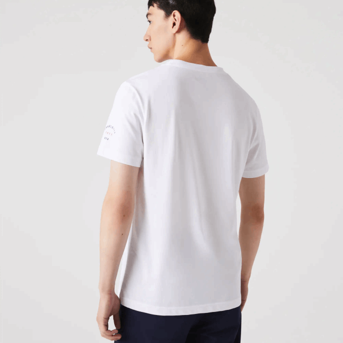 blanc 001 V6HV861 Hommes Lacoste t-shirt coupe des présidents sport drapeau américain