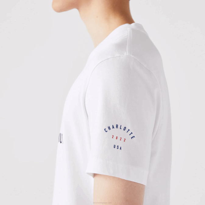 blanc 001 V6HV861 Hommes Lacoste t-shirt coupe des présidents sport drapeau américain