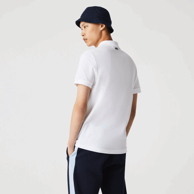 blanc 001 V6HV913 Hommes Lacoste polo coupe classique en piqué de coton à écusson